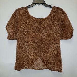 Leopard Cheetah print Sheer Top Size M